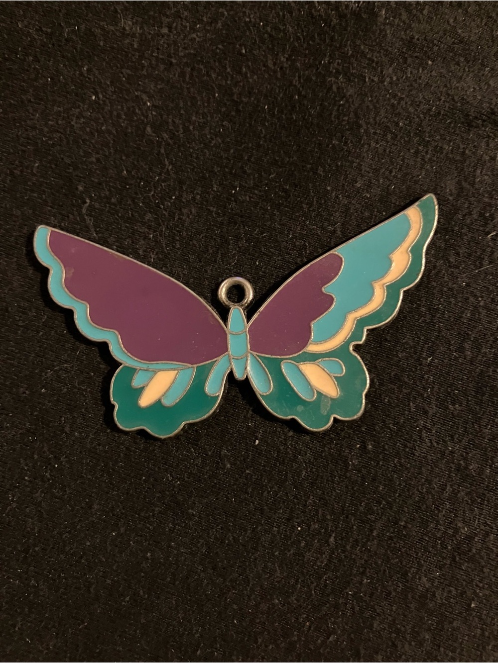 Colorful Butterfly Enamel Purse Charm - Teal & Purple